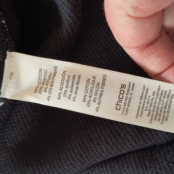 Chico's Black, White and Tan Weave One Button Closure Cardigan Sweater. … - Picture 6 of 8